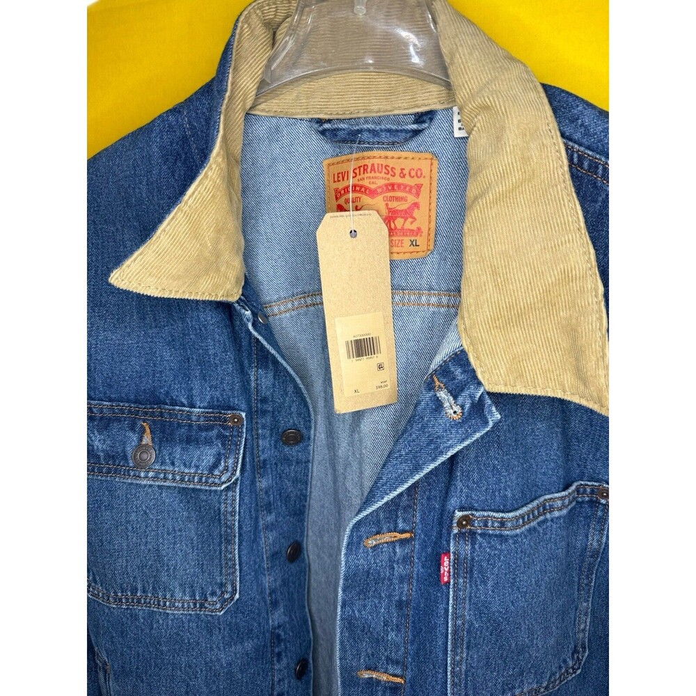 NEW Men's Levi’s Sz XL Denim Blue Jean Denim Trucker Jacket Coat Here Comes NWT